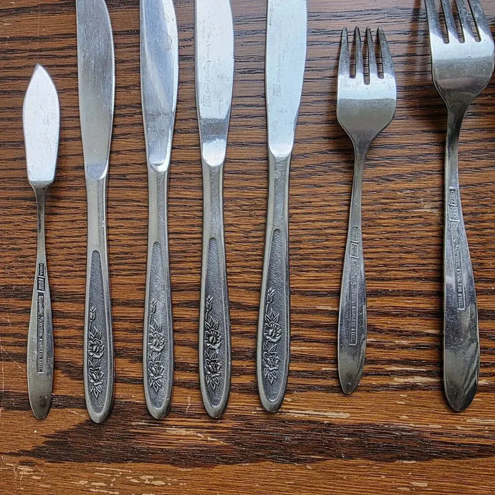 VTG MCM‎ Ekco Eterna Country Garden Silverware Lot 19 Pcs Stainless Steel Korea